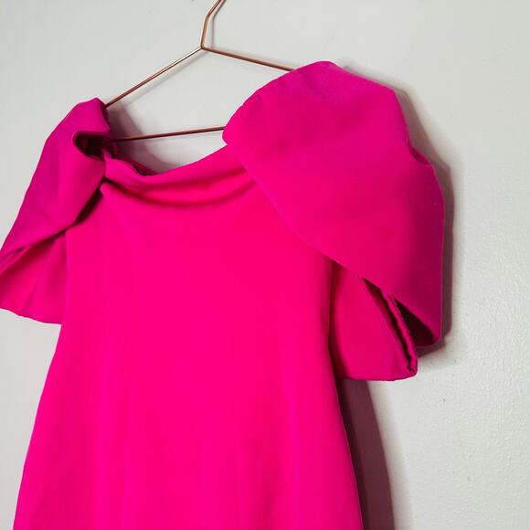 TOCCIN x RTR Women's Bright Pink Off the Shoulder Bow Sleeve Mini Dress Size 4 - Picture 6 of 15